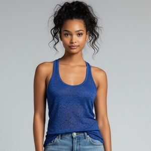 LOVE ON A HANGER · ROYAL BLUE SHEER ANIMAL PRINT RACERBACK TANK - SMALL